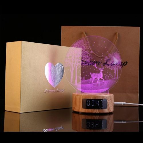  DULEE USB 7 Color Change 3D Night Light LED Mood Lamp with Bluetooth Speaker Alarm Clock Function,Unicorn