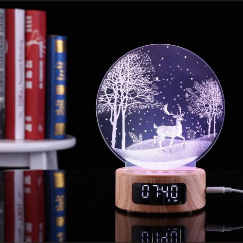  DULEE USB 7 Color Change 3D Night Light LED Mood Lamp with Bluetooth Speaker Alarm Clock Function,Unicorn