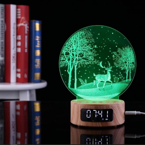  DULEE USB 7 Color Change 3D Night Light LED Mood Lamp with Bluetooth Speaker Alarm Clock Function,Unicorn