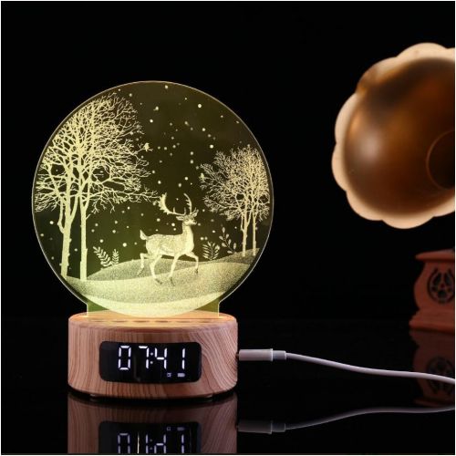  DULEE USB 7 Color Change 3D Night Light LED Mood Lamp with Bluetooth Speaker Alarm Clock Function,Unicorn