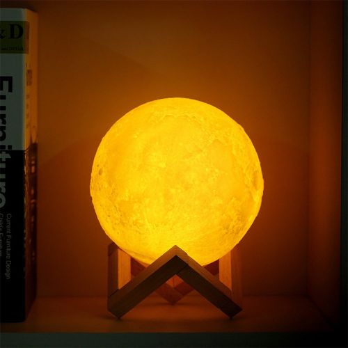  DULEE 22cm Touch 3 Color Change 3D Moon Mood Lamp Bedroom Night Light Table Desk Lamp