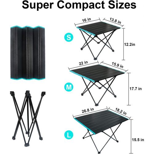  DUNCHATY Camping Table Portable Folding Camping Side Tables Aluminum Table Top with Carrying Bag, Waterproof Fold Up Lightweight Table for Picnic Camp Beach Outdoor BBQ Cooking, Travel Beac