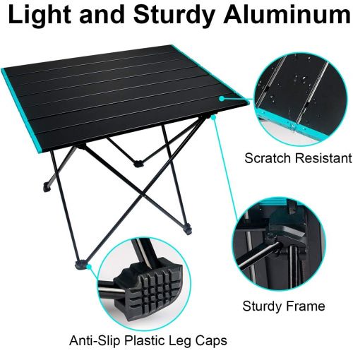  DUNCHATY Camping Table Portable Folding Camping Side Tables Aluminum Table Top with Carrying Bag, Waterproof Fold Up Lightweight Table for Picnic Camp Beach Outdoor BBQ Cooking, Travel Beac