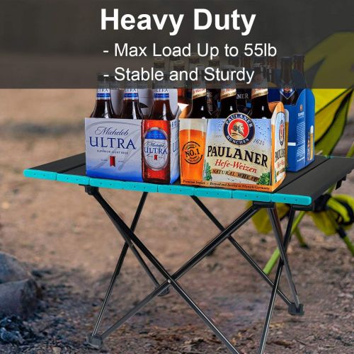  DUNCHATY Camping Table Portable Folding Camping Side Tables Aluminum Table Top with Carrying Bag, Waterproof Fold Up Lightweight Table for Picnic Camp Beach Outdoor BBQ Cooking, Travel Beac