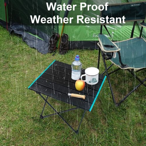  DUNCHATY Camping Table Portable Folding Camping Side Tables Aluminum Table Top with Carrying Bag, Waterproof Fold Up Lightweight Table for Picnic Camp Beach Outdoor BBQ Cooking, Travel Beac