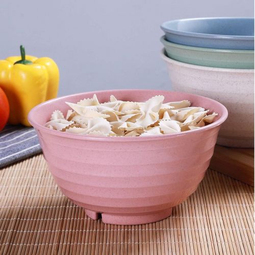  [아마존베스트]DUOLUV Unbreakable Cereal Bowls, (Brand) 30 OZ Lightweight Wheat Straw Bowl for Rice Noodle Soup Snack, Dishwasher & Microwave Safe - BPA Free (4 Pack)