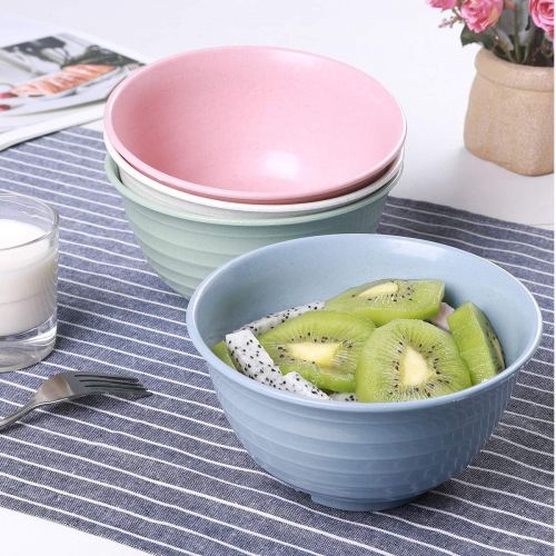  [아마존베스트]DUOLUV Unbreakable Cereal Bowls, (Brand) 30 OZ Lightweight Wheat Straw Bowl for Rice Noodle Soup Snack, Dishwasher & Microwave Safe - BPA Free (4 Pack)