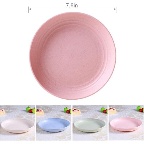  [아마존베스트]DUOLUV 4 PACK Lightweight Wheat Straw Plates-Degradable Lightweight Wheat Straw Plates,7.8 Unbreakable Dinner Plates, Dishwasher & Microwave Safe, BPA free