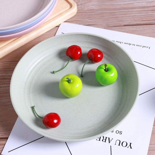  [아마존베스트]DUOLUV 4 PACK Lightweight Wheat Straw Plates-Degradable Lightweight Wheat Straw Plates,7.8 Unbreakable Dinner Plates, Dishwasher & Microwave Safe, BPA free