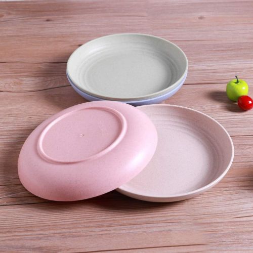  [아마존베스트]DUOLUV 4 PACK Lightweight Wheat Straw Plates-Degradable Lightweight Wheat Straw Plates,7.8 Unbreakable Dinner Plates, Dishwasher & Microwave Safe, BPA free