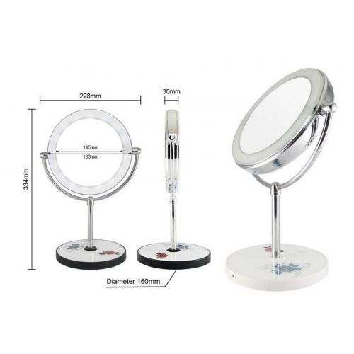  DUPPAN LED Lighted Countertop Vanity Mirror,Double Sided 10x Magnifying Makeup Mirror,Small Portable Compact Bathroom Beauty Mirror,Bright Brass_7 in