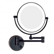 DUPPAN LED Lighted Wall Mount Makeup Mirror, Two-Sided Swivel Hotel Wall Mirror Beauty Mirror with 5X Magnification Bathroom Vanity Mirror White Black,Oil Bronze_8 in