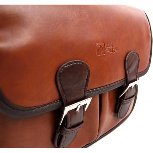  DURAGADGET Brown PU Leather Satchel Carry Bag - Compatible with Polaroid Now+ OneStep Plus OneStep 2 i-Type Camera & OneStep 600 Camera