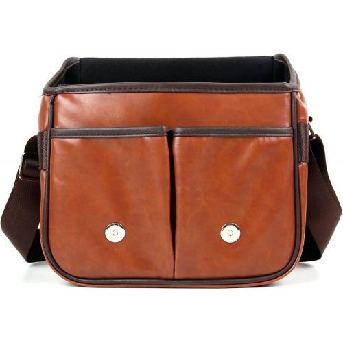  DURAGADGET Brown PU Leather Satchel Carry Bag - Compatible with Polaroid Now+ OneStep Plus OneStep 2 i-Type Camera & OneStep 600 Camera