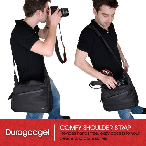  DURAGADGET Durable Shoulder Sling Bag in Black & Orange for The Dlodlo Glass H1, Glass V1 & D1 Virtual Reality Headsets