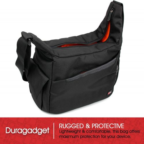  DURAGADGET Durable Shoulder Sling Bag in Black & Orange for The Dlodlo Glass H1, Glass V1 & D1 Virtual Reality Headsets