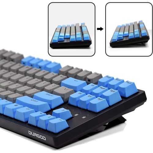  DURGOD Mechanical Gaming Keyboard with Cherry MX Blue Switch USB C Interface Tenkeyless 87 Keys PBT Keycaps (Anti-Ghosting) for Gamer (White)