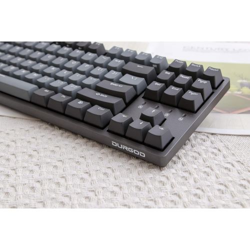  DURGOD Mechanical Gaming Keyboard with Cherry MX Blue Switch USB C Interface Tenkeyless 87 Keys PBT Keycaps (Anti-Ghosting) for Gamer (White)