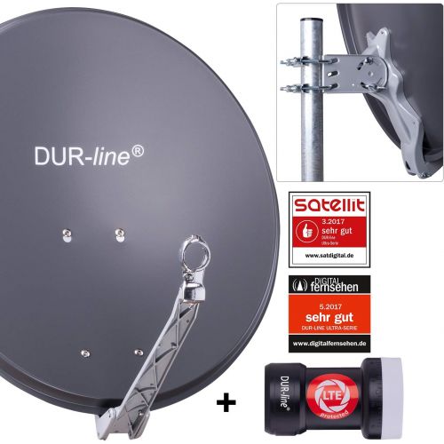  [아마존베스트]-Service-Informationen DUR-line 1 participant set - quality aluminium satellite complete system - select 60 cm / 65 cm mirror / bowl anthracite + single LNB - for 1 receiver/TV [latest technology, DVB-S2