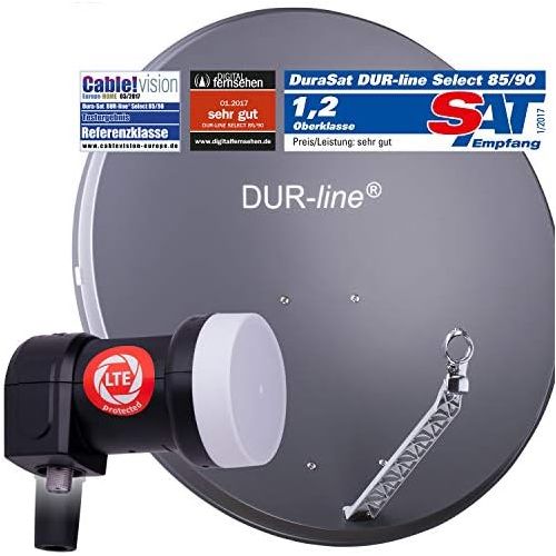  [아마존베스트]-Service-Informationen DUR-line 1 participant set  quality aluminium satellite complete system  select 85 cm / 90 cm mirror / bowl anthracite + single LNB  for 1 receiver/TV [latest technology, DVB-S2