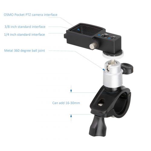  DUS Halterung Motorrad Fahrrad Erweiterungsset Zubehoer fuer DJI OSMO Pocket Gimbal Kamera - mit 1/4 Zoll und 3/8 Zoll Schnittstelle