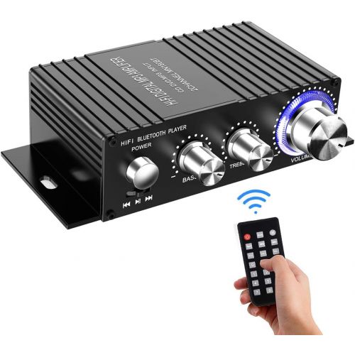  DUTISON Wireless Bluetooth Stereo Mini Amplifier - 100W Dual Channel Sound Power Audio Receiver USB, AUX for Home Speakers with Remote Control - Power Adapter Not Included