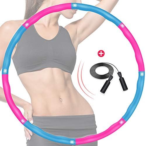  [아마존베스트]DUTISON Adult Hula Hoop Fitness Exercise Weighted Hula Hoop with Foam Adjustable 6-8 Knot Segments Removable Size Adjustable Design for Children with Skipping Rope