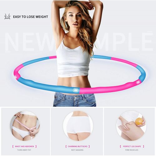  [아마존베스트]DUTISON Adult Hula Hoop Fitness Exercise Weighted Hula Hoop with Foam Adjustable 6-8 Knot Segments Removable Size Adjustable Design for Children with Skipping Rope