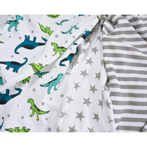  DUYANG Boys Swaddle Set, 3pcs Wrap Blankets with 3pcs Baby Cotton Caps,3-6 Months (3+3pack1)