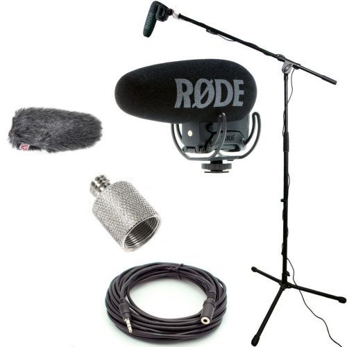  DVESTORE RODE VideoMic Pro+ wRycote Studio Boom Kit - VMPR+, Boom Stand, Adapter, 25 Cable, and Rycote Mini Windjammer for Rode Videomic Pro+