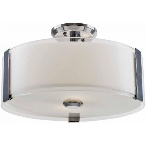  DVI Lighting DVP14511SN-SSOP Semi Flush Mount with Silk Screened Opal Glass Shades, Satin Nickel Finish