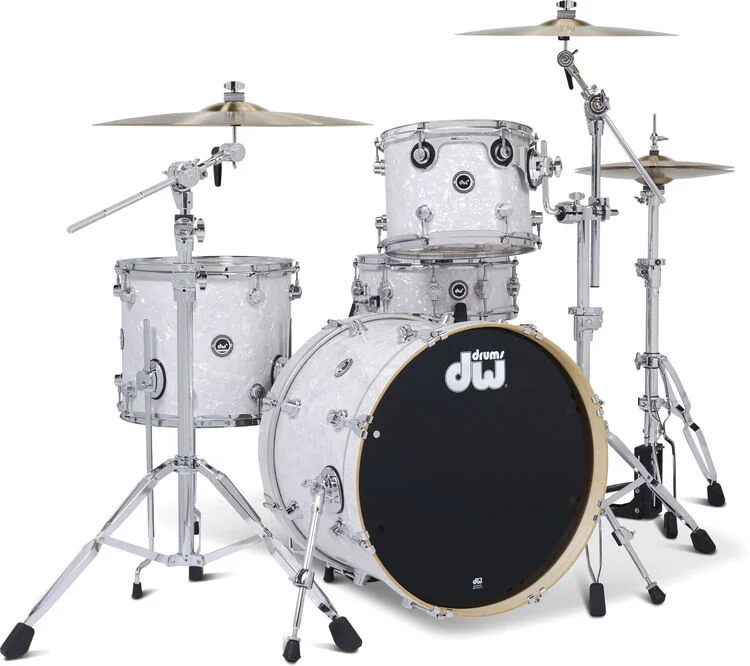  DW DWe 4-piece Drum Kit Bundle - White Marine Pearl FinishPly