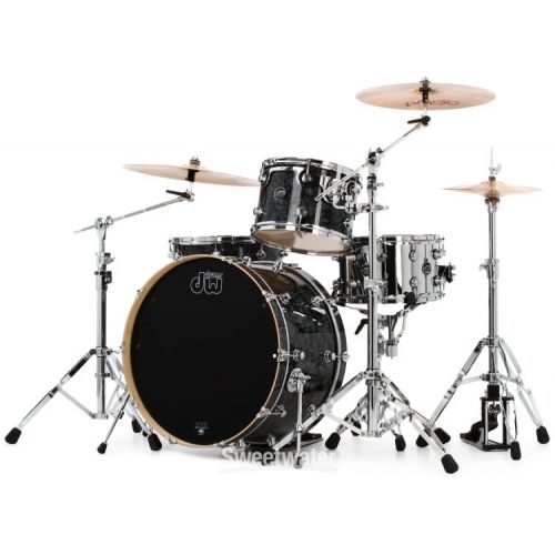  DW Performance Series 3-piece Shell Pack with 24 inch Bass Drum - Black Diamond FinishPly