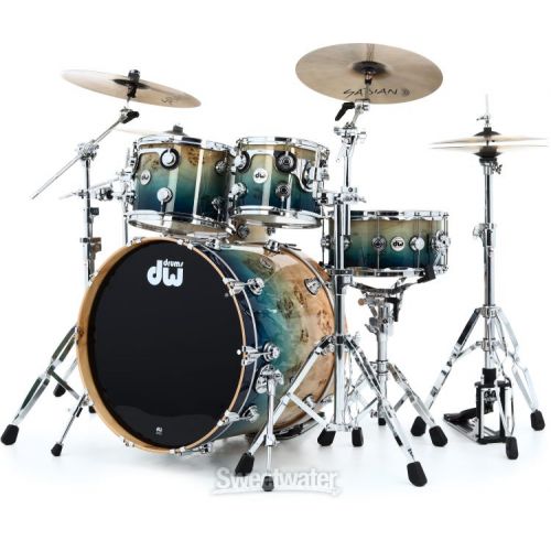  DW Collector's Series Mapa Burl Exotic 5-piece Shell Pack - Cobalt Blue to Natural Fade