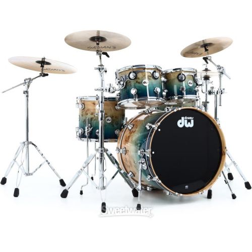  DW Collector's Series Mapa Burl Exotic 5-piece Shell Pack - Cobalt Blue to Natural Fade