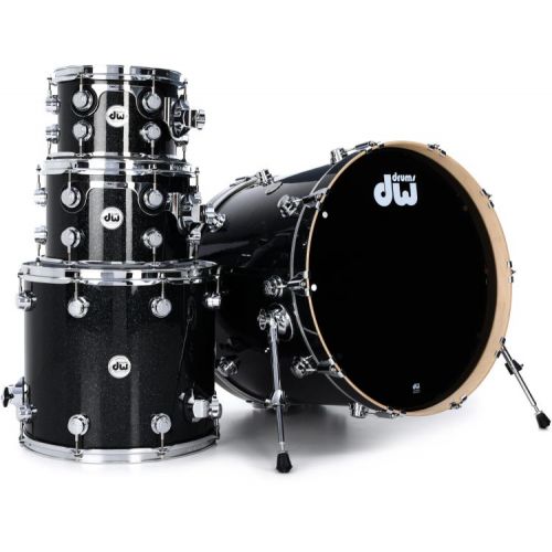  DW Collector's Series FinishPly 4-piece Shell Pack and Hardware Pack - Black Ice