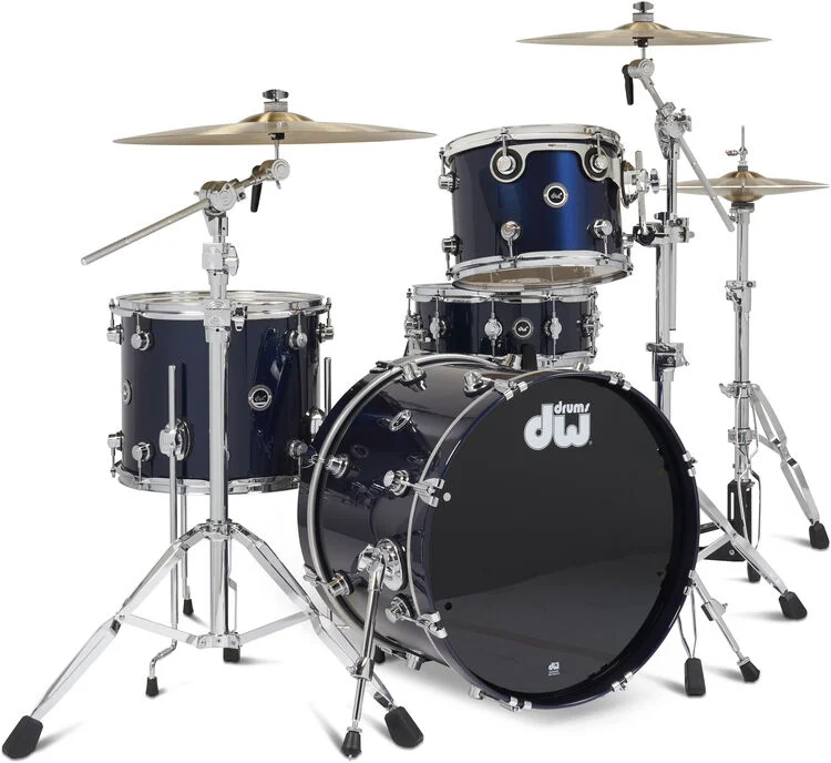  DW DWe 4-piece Drum Kit Bundle - Midnight Blue Metallic