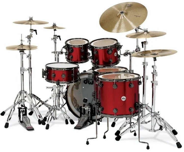  DW DRX45PRAS-BN Collector's Series Maple 5-piece Shell Pack - Red Anodized Stainless Finish