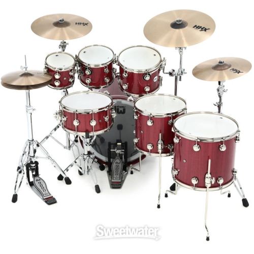  DW Collector's Series Purpleheart Lacquer 7-piece Shell Pack - Gloss Natural with Nickel Hardware