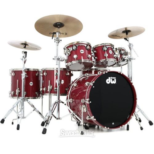  DW Collector's Series Purpleheart Lacquer 7-piece Shell Pack - Gloss Natural with Nickel Hardware