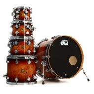 DW Collector's Jazz Series 5-piece Shell Pack - Deep Rich Red Burst over Exotic Mapa Burl