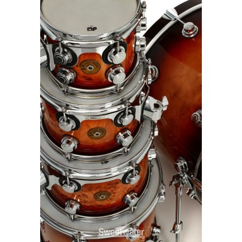  DW Collector's Jazz Series 5-piece Shell Pack - Deep Rich Red Burst over Exotic Mapa Burl