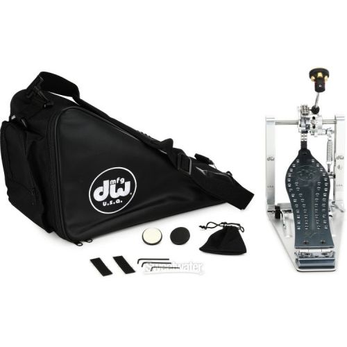  DW DWCPMCDXF MCD Machined Chain Drive Single Bass Drum Pedal with Extended Footboard - Polished