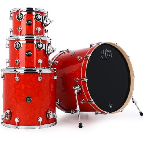  DW Performance Series 7-piece Shell Pack with Dual 22 inch Bass Drum - Tangerine Marine