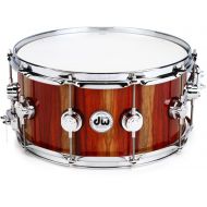 DW Private Reserve Snare Drum - 6.5 inch x 14-inch, Gloss Natural over Candy Stripe Padauk
