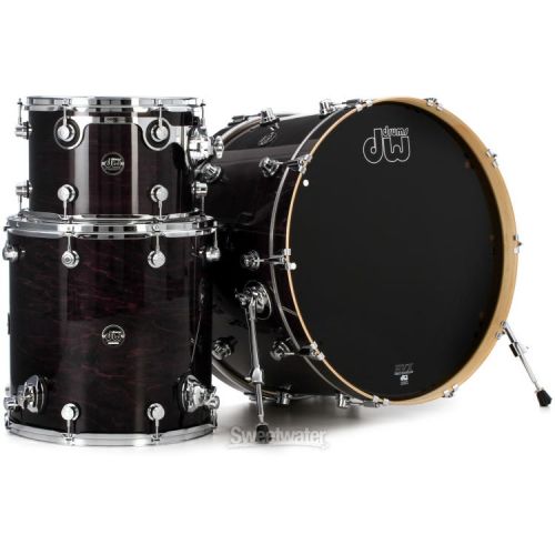  DW Performance Series 3-piece Shell Pack with 24 inch Bass Drum - Ebony Stain Lacquer