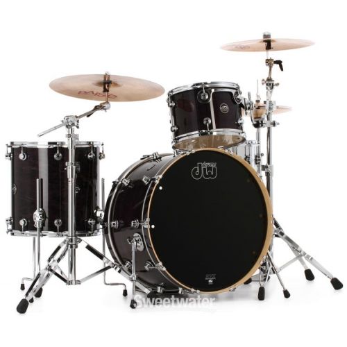  DW Performance Series 3-piece Shell Pack with 24 inch Bass Drum - Ebony Stain Lacquer