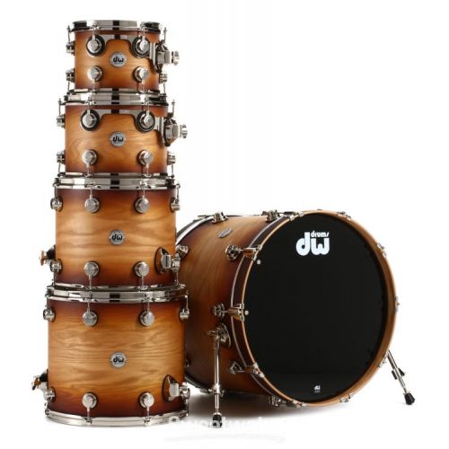  DW Collector's Series Pure Oak 5-piece Shell Pack - Satin Natural to Burnt Toast Burst