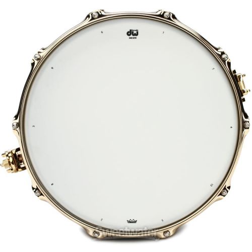  DW Collector's Series Metal Snare Drum - 6.5 x 14 inch - Black Nickel Over Brass with Gold Hardware