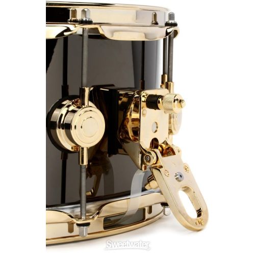  DW Collector's Series Metal Snare Drum - 6.5 x 14 inch - Black Nickel Over Brass with Gold Hardware